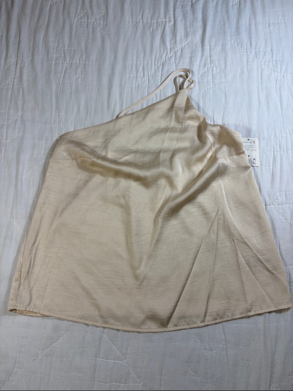 A‎ New Day NWT Champagne Cream Asymmetrical One Shoulder Satin Camisole Top S
